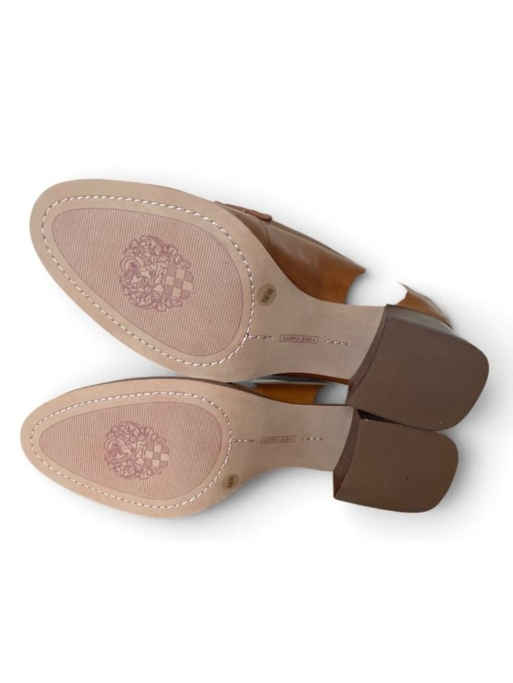 Vince Camuto Carissla Leather Block Heel Loafers 9M Brown NEW No Box - Picture 6 of 7